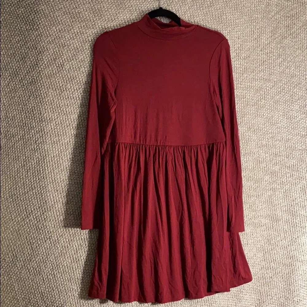 Asos Red Longsleeve Mockneck Dress - Picture 2 of 7